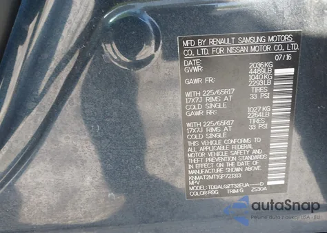 2016 Nissan Rogue Sv из США, поврежденный, VIN KNMAT2MT1GP721313